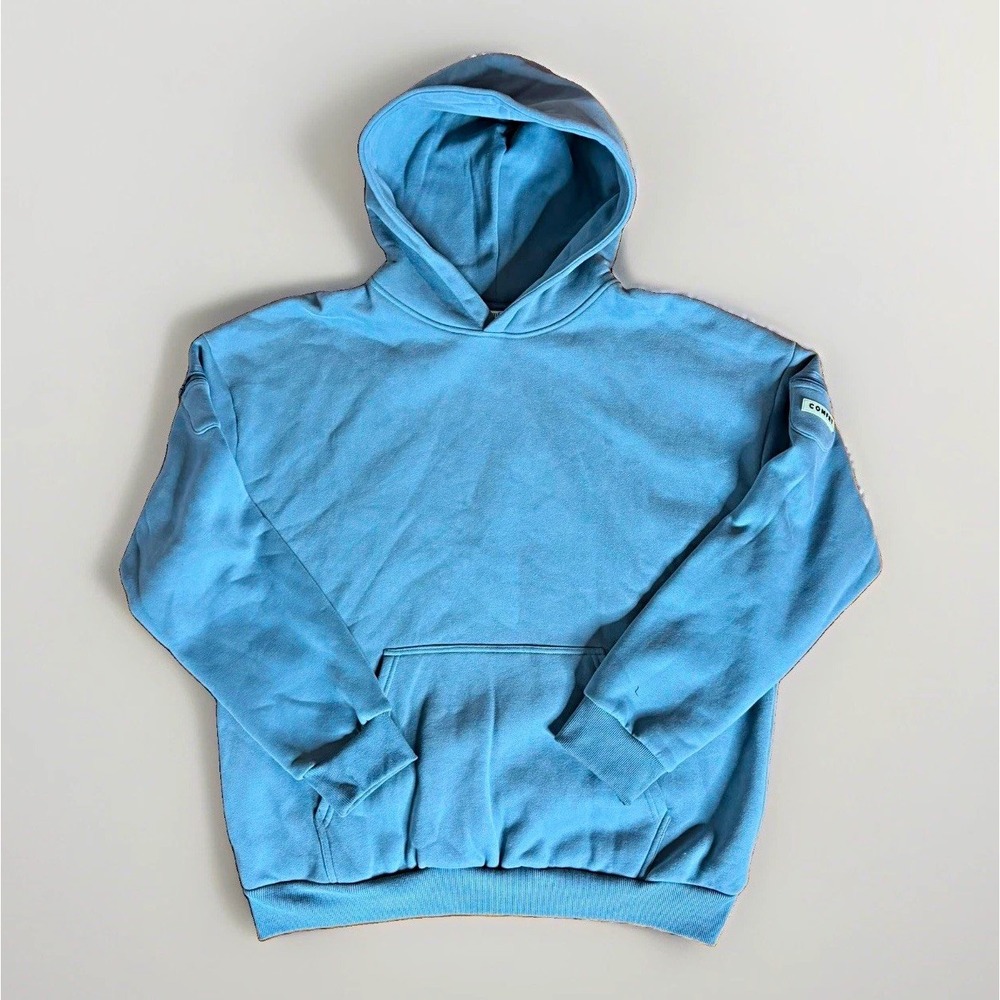 Comfrt Men's Blue Solid Pullover Hoodie Sweatshirt 2XL Regular Logo, Slate Blue